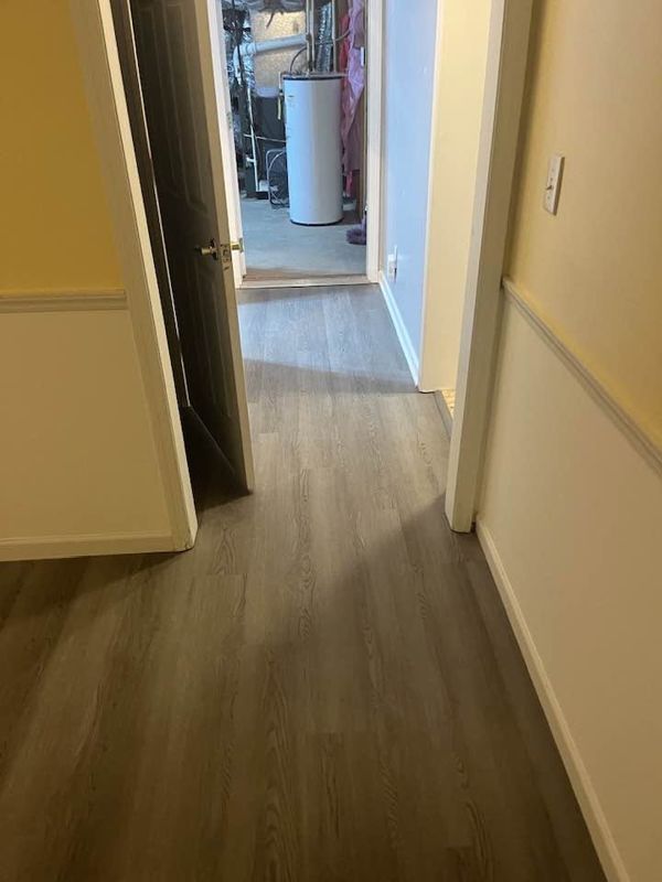 New plank flooring laid down a hallway